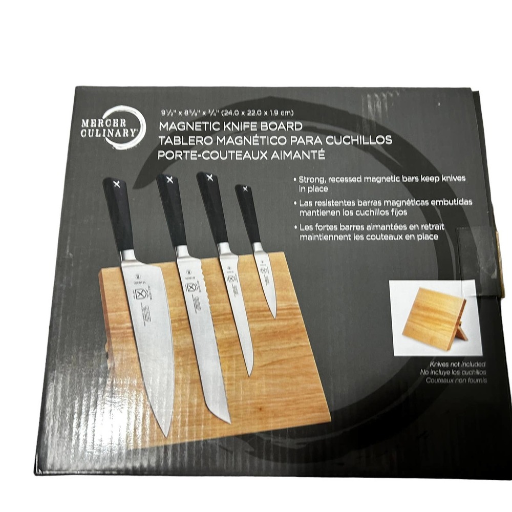 Mercer Culinary Magnetic Bar Block‎ FOR Knives Real Acacia Wood